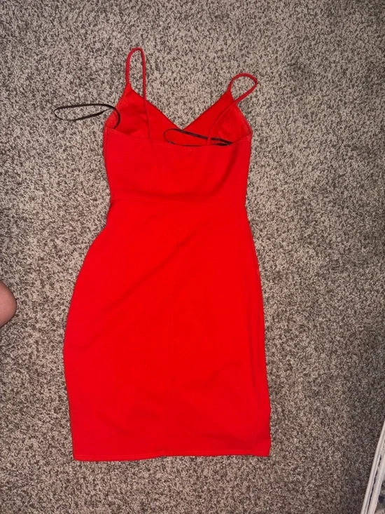 Lulu's Red Spaghetti-Strap Wrap Sheath Mini Dress - Picture 2 of 3